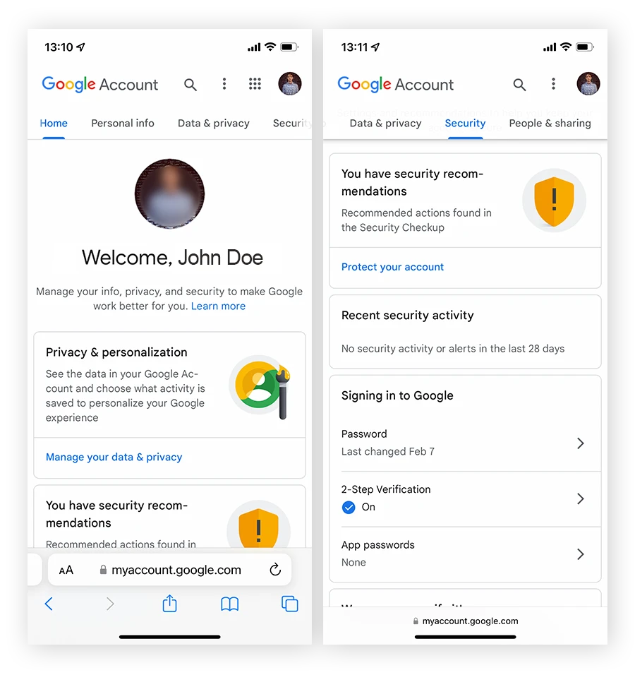 在 iOS 上为 Google 帐户设置 Google Authenticator的示例
