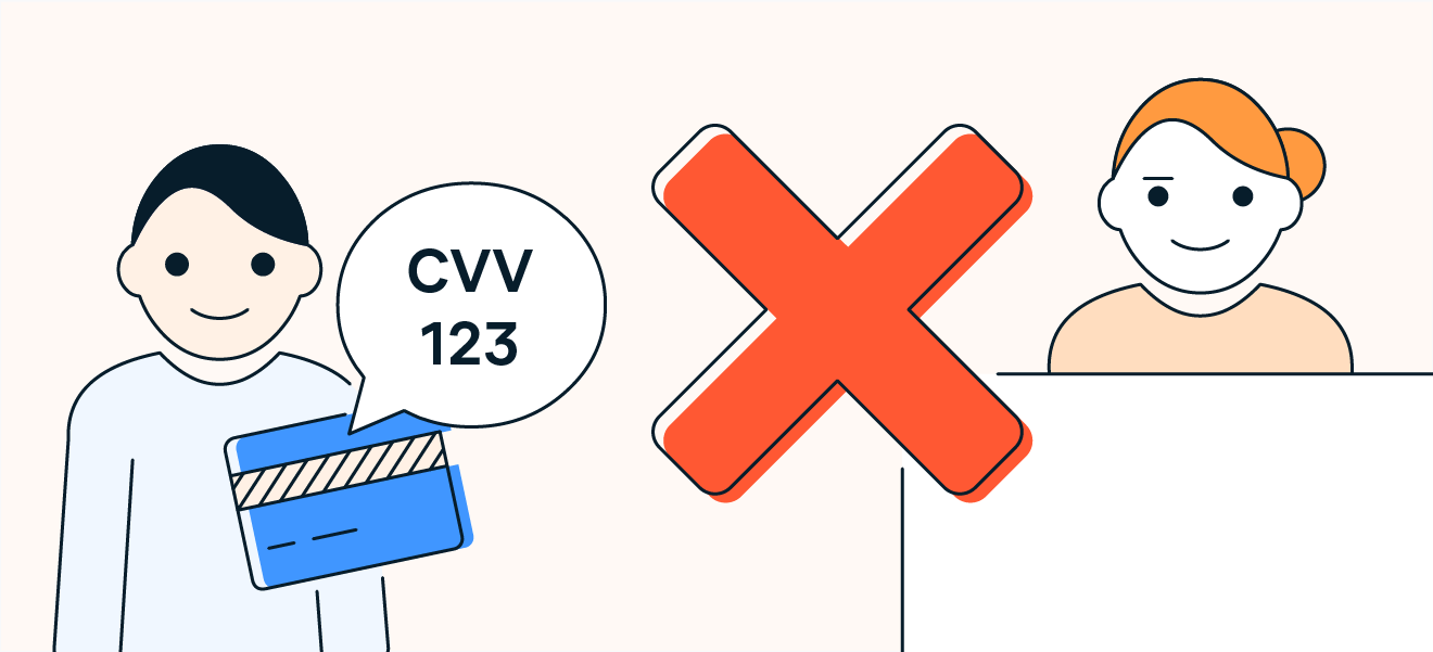 绝对不要在面对面付款时提供 CVV